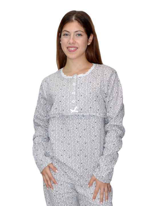 milkymilla Women's Pajamas with Stars in Grey color