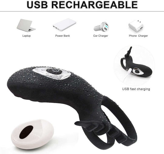 Kinksters Vibrating Cock Ring Schwanz Silikon Schwarz