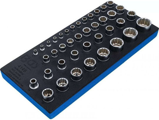 BGS Technic Nüsse Mehrzahn mit Vierkant-Antrieb 1/4" Set 40Stück