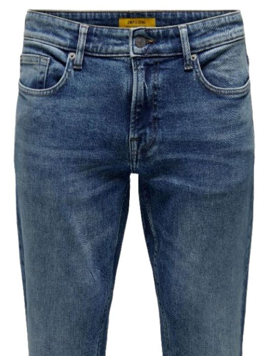 Men's Elastic Jeans Pants with Regular Fit Blue