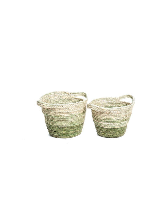 Wicker basket with handles- A20810 - Green