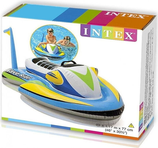 Intex Wave Rider Παιδικό Φουσκωτό Ride On Θαλάσσης Jet Ski με Χειρολαβές Μπλε 117x77cm