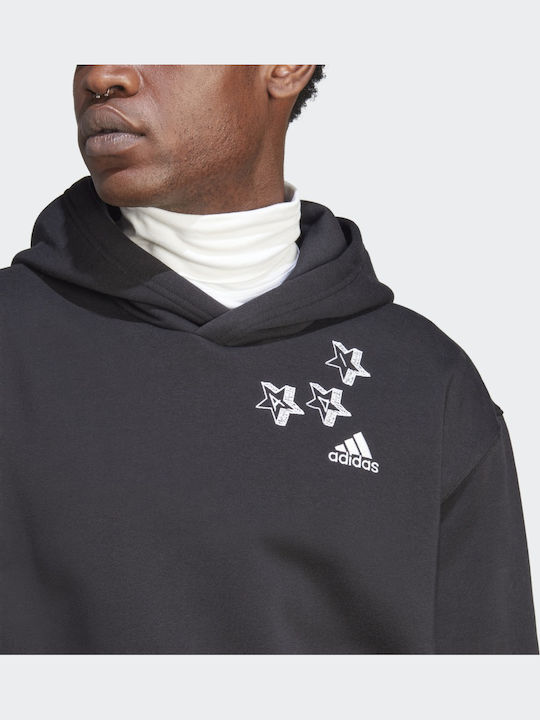 adidas Scribble Fleece Hoodie Black with Hood