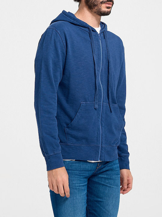 Dirty Laundry Men's Sweatshirt Jacket with Hood and Pockets Blue