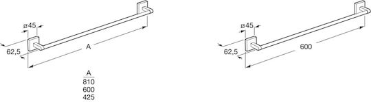 Roca Cubica Bathroom Rail Wall-Mounted with Screws 62x62cm Silver