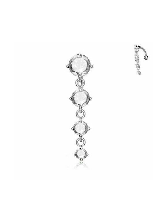 PS Silver Navel Earring Bar made of Steel Gold Plated with Stones