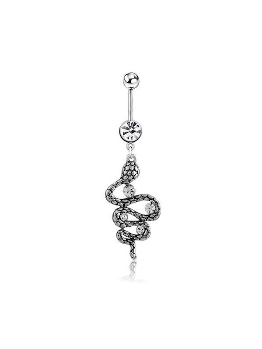 PS Silver Navel Earring Bar made of Steel Gold Plated with Stones