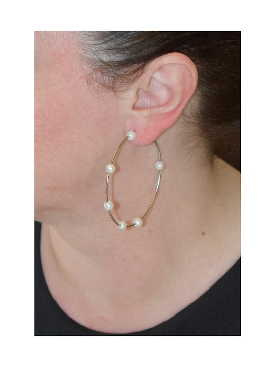 Bizoutaki Earrings Hoops with Pearls