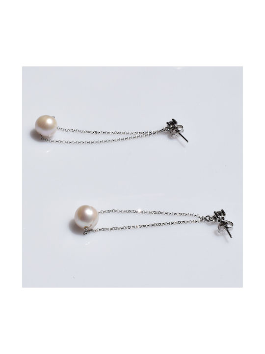 Bizoutaki Earrings made of Silver with Stones & Pearls