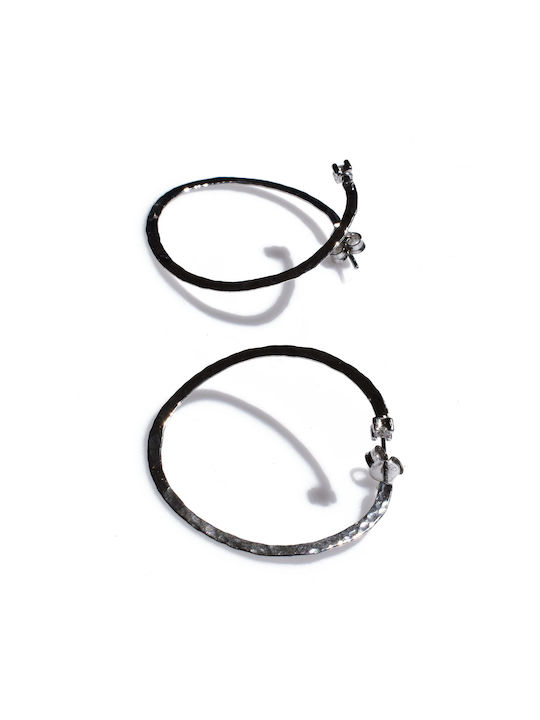 Bizoutaki Earrings Hoops made of Silver with Stones