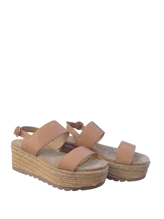 Keep Fred Women's Flat Sandals with Strap in Beige Color