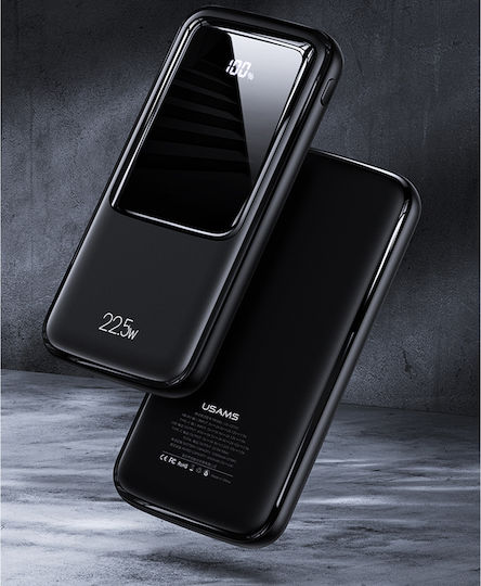 Usams PB58 Power Bank 10000mAh with 2 USB-A Ports and USB-C Port Power Delivery / Quick Charge 3.0 Black