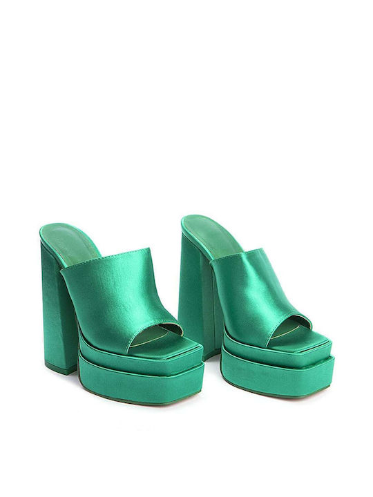 Keep Fred Chunky Heel Mules Green