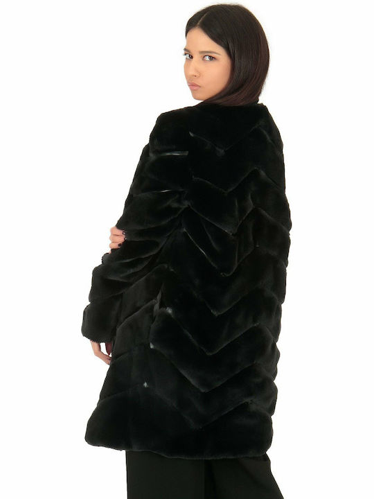 Frauen Pelz Schwarz FUR-83543 (BLK)