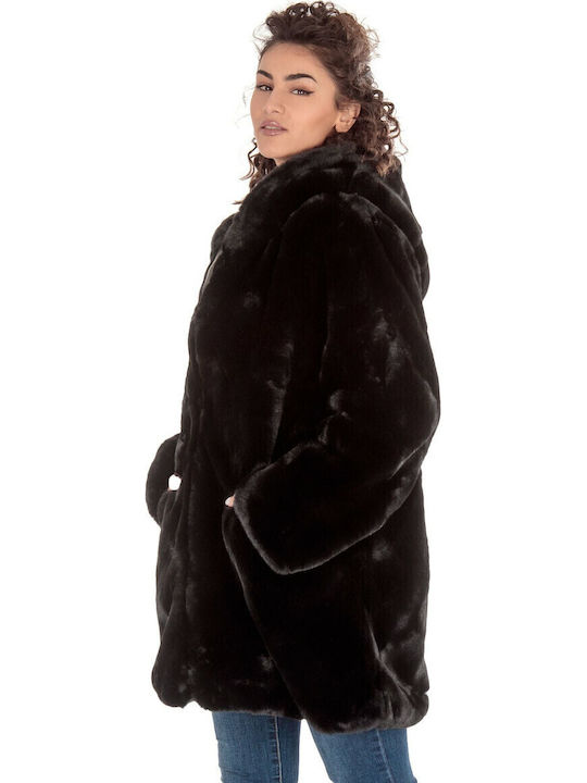 Μακριά Γυναικεία Γούνα Μαύρη
