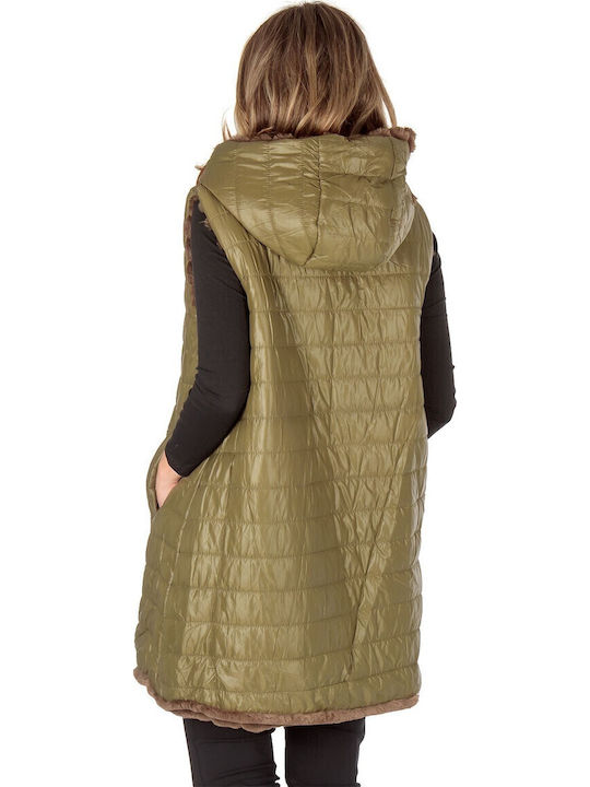 Women's Sleeveless Short Fur Green