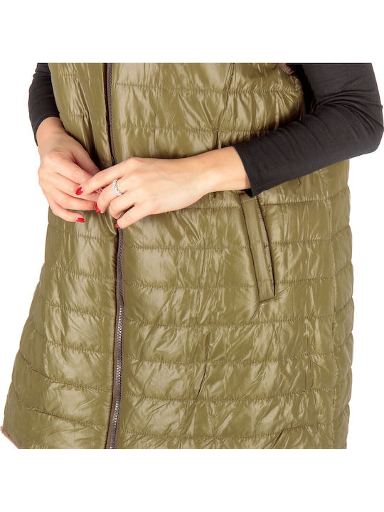 Women's Sleeveless Short Fur Green