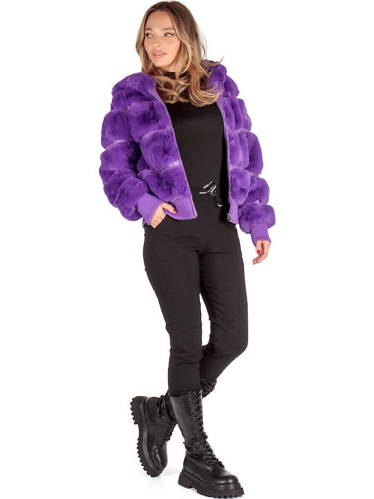 Women's Short Fur Purple