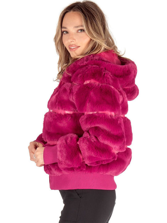 Women's Short Fur Fuchsia