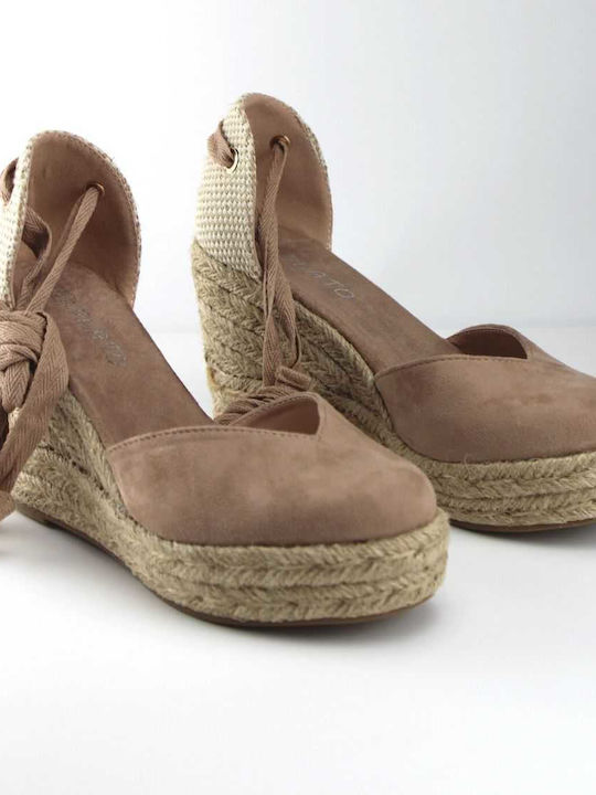 Women's Synthetic Leather Platform Espadrilles Khaki