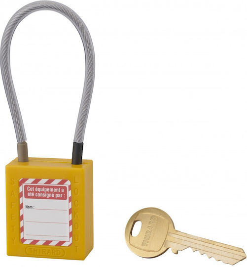 Thirard Plastic Padlock with Cable with Key 38mm Yellow 1pcs