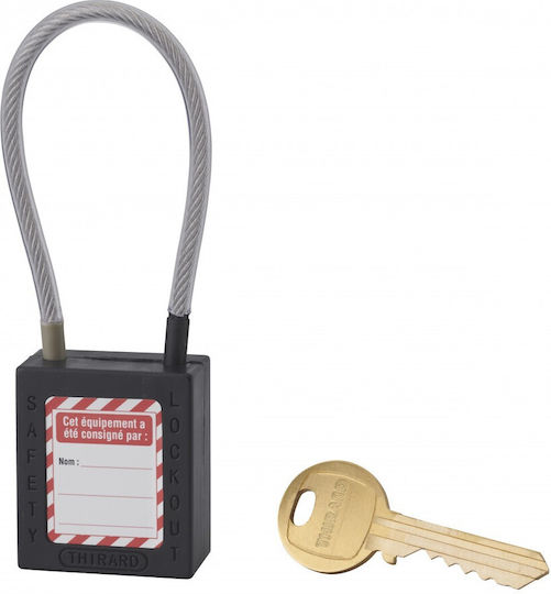 Thirard Plastic Padlock with Cable with Key 38mm Black 1pcs