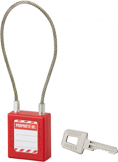 Thirard Plastic Padlock with Cable with Key 40mm Red 1pcs