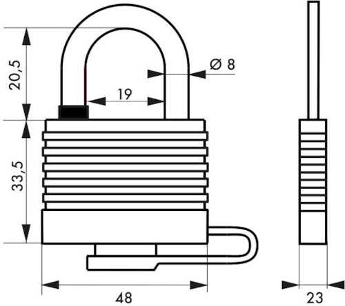 Thirard Stahl Vorhängeschloss Messing mit Schlüssel 40mm 1Stück