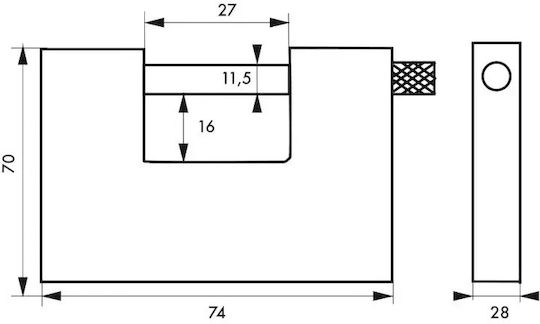 Thirard Lăcăt Monoblock cu cheie 74mm 1buc