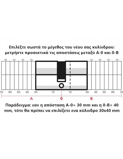 Thirard Cilindru de Încuietoare 65mm (30-35) cu 3 Chei Auriu