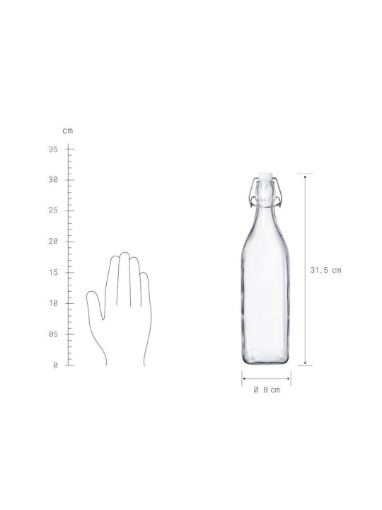 Butlers Bottle Water Glass with Clip Transparent 1000ml