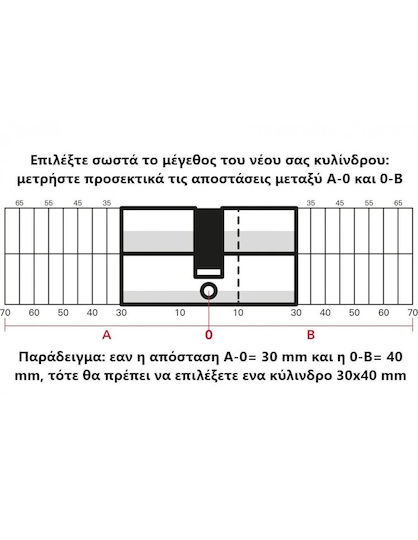Thirard Цилиндър за ключалка 60мм (30-30) с 5 ключове Златист