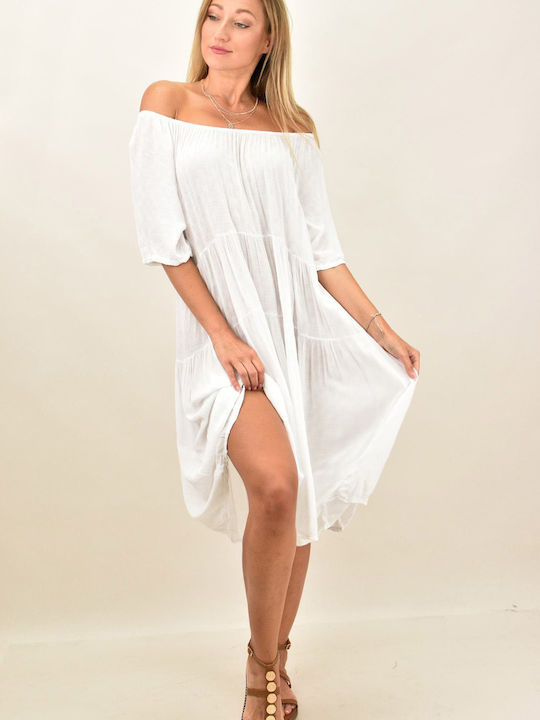 Potre Summer Midi Dress White