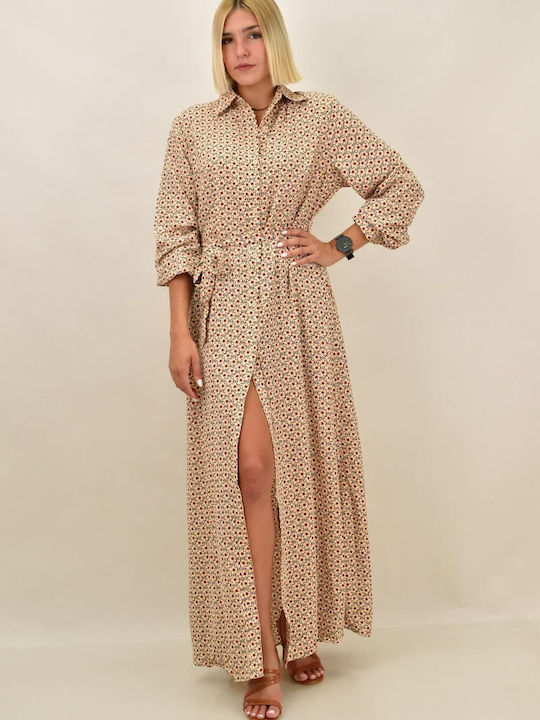 Potre Maxi Evening Dress Shirt Dress Beige