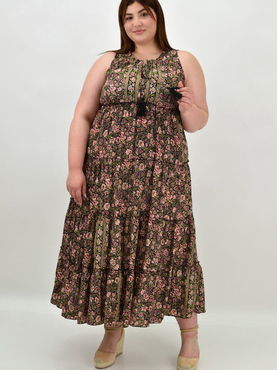 Summer Maxi Dress with Ruffle Black