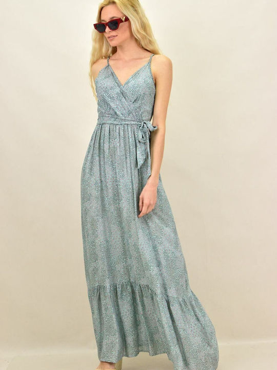 Potre Sommer Maxi Kleid Wickel Hellblau