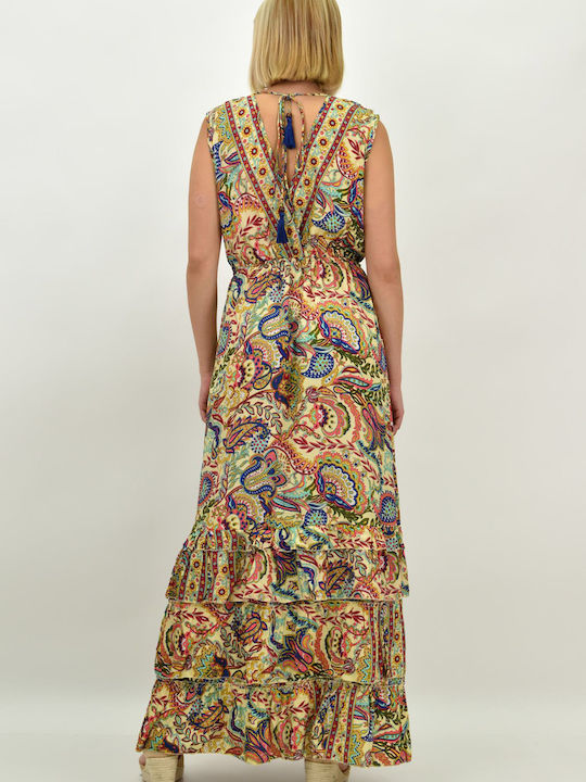 Summer Maxi Dress with Ruffle Beige