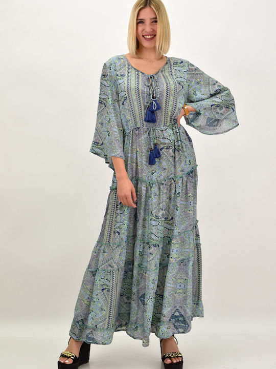 Summer Maxi Dress with Ruffles Green