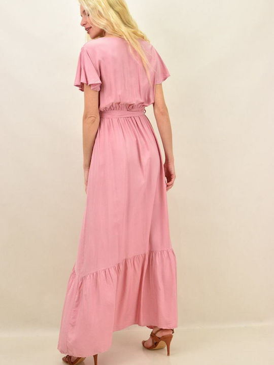 Rochii De Vară Pentru Femei Maxi Rochie Wrap-Around Roz