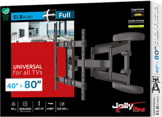 Jollyline ELB-4080 Wall TV Mount with Arm up to 80" and 45kg