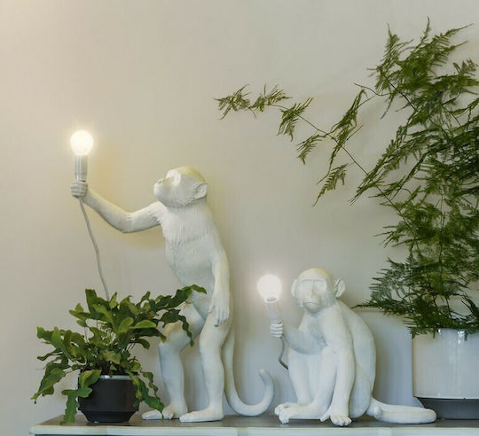 Seletti Monkey Decorative Lamp Figure with Socket for Bulb E14 White