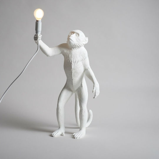Seletti Monkey Decorative Lamp Figure with Socket for Bulb E14 White
