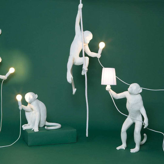 Seletti Monkey Decorative Lamp Figure with Socket for Bulb E14 White