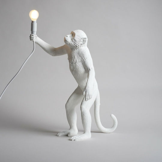 Seletti Monkey Decorative Lamp Figure with Socket for Bulb E14 White