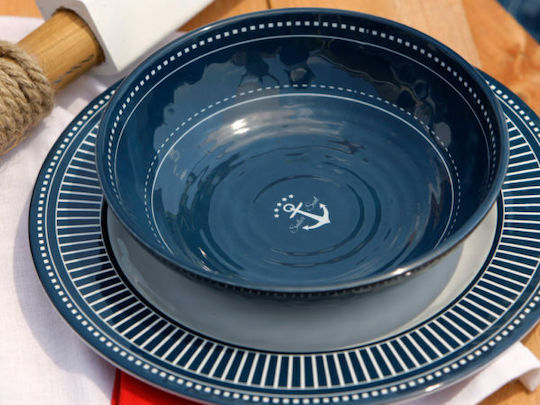Marine Business Sailor Soul Πιάτο Βαθύ από Μελαμίνη Μπλε με Διάμετρο 20cm 6τμχ