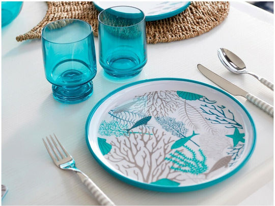 Marine Business Coastal Shallow Serving Plate Made of Melamine White with Diameter 25cm 6 Pieces