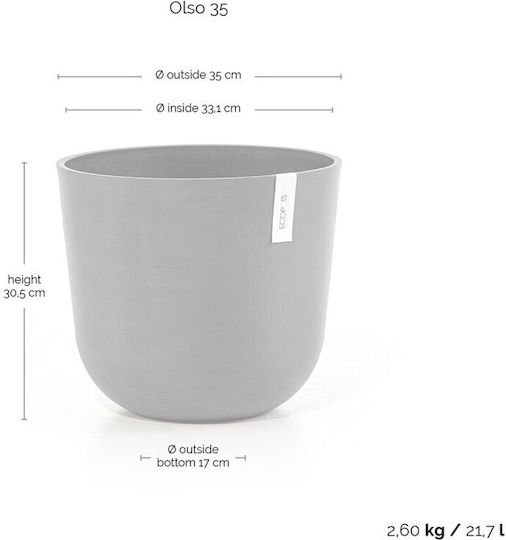 Ecopots Oslo Pot Plastic Taupe 35x35x30.5cm.