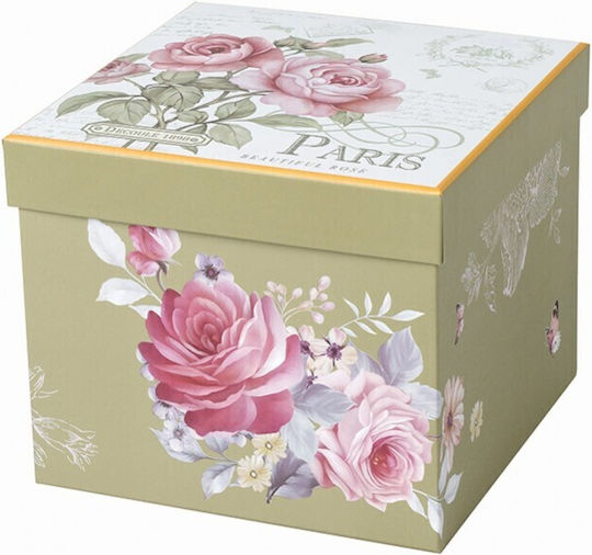 Καρβούνης Floral Paris Roses Κούπα από Πορσελάνη με Καπάκι Λευκή