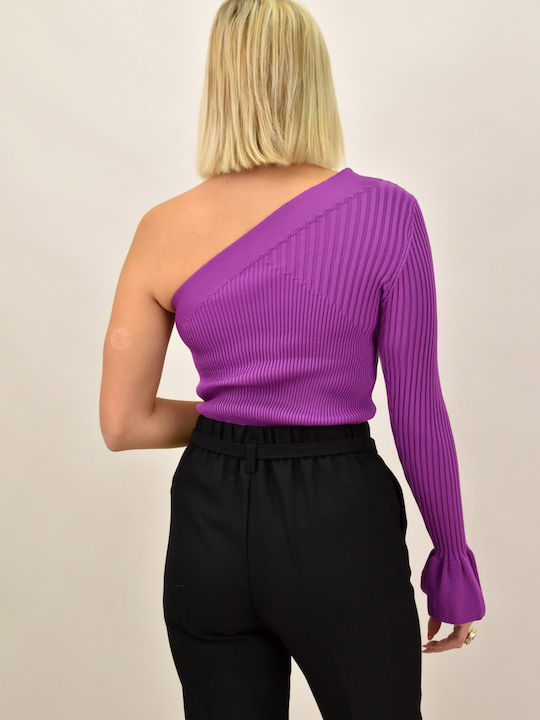 Potre Women's Blouse with One Shoulder Purple