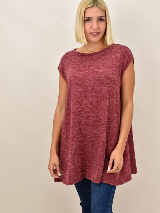 Potre Damen Longshirt Ärmellos Burgundisch